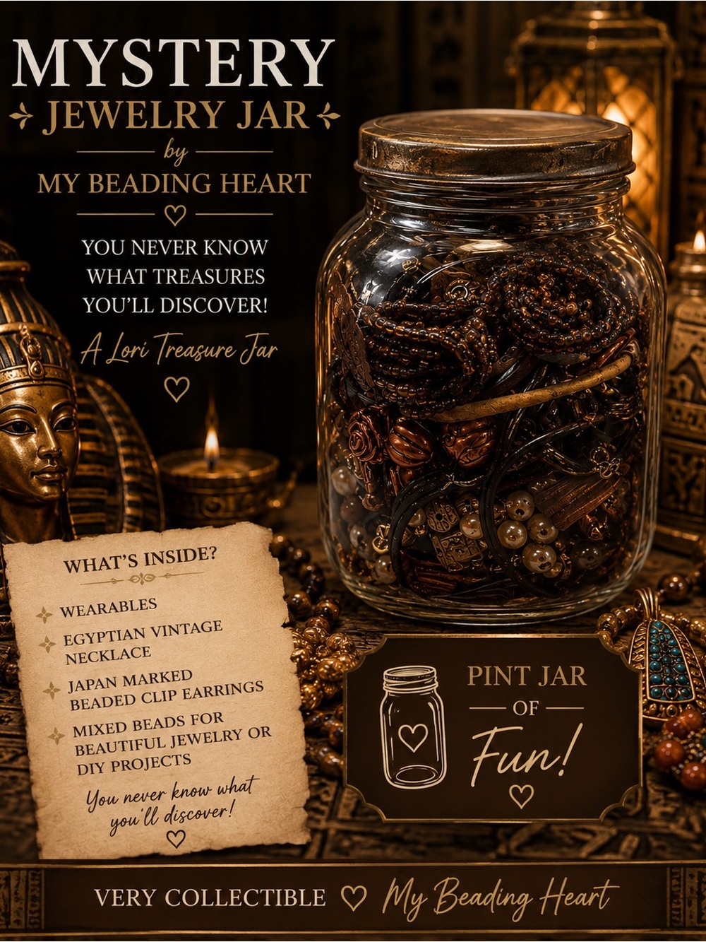Mystery Jewelry Jar Vintage Necklace, Earrings Wearables + Craft Jewelry 1.37#